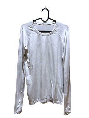 Womens Lululemon White Swiftly Long Sleeve Top Thumb Holes